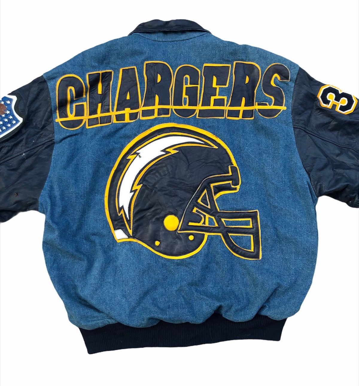 NFL 💥Vintage 💥NFL Los Angeles Charges Denim Leather Jacket Size US M / EU 48-50 / 2 - 4 Thumbnail