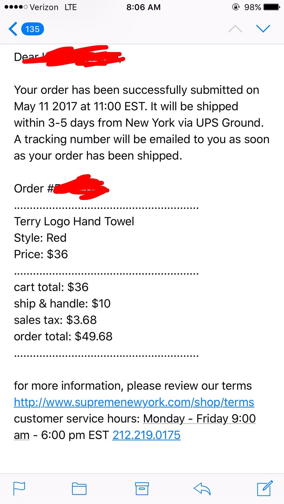 Supreme Terry Logo Hand Towel (SS17) - $34
