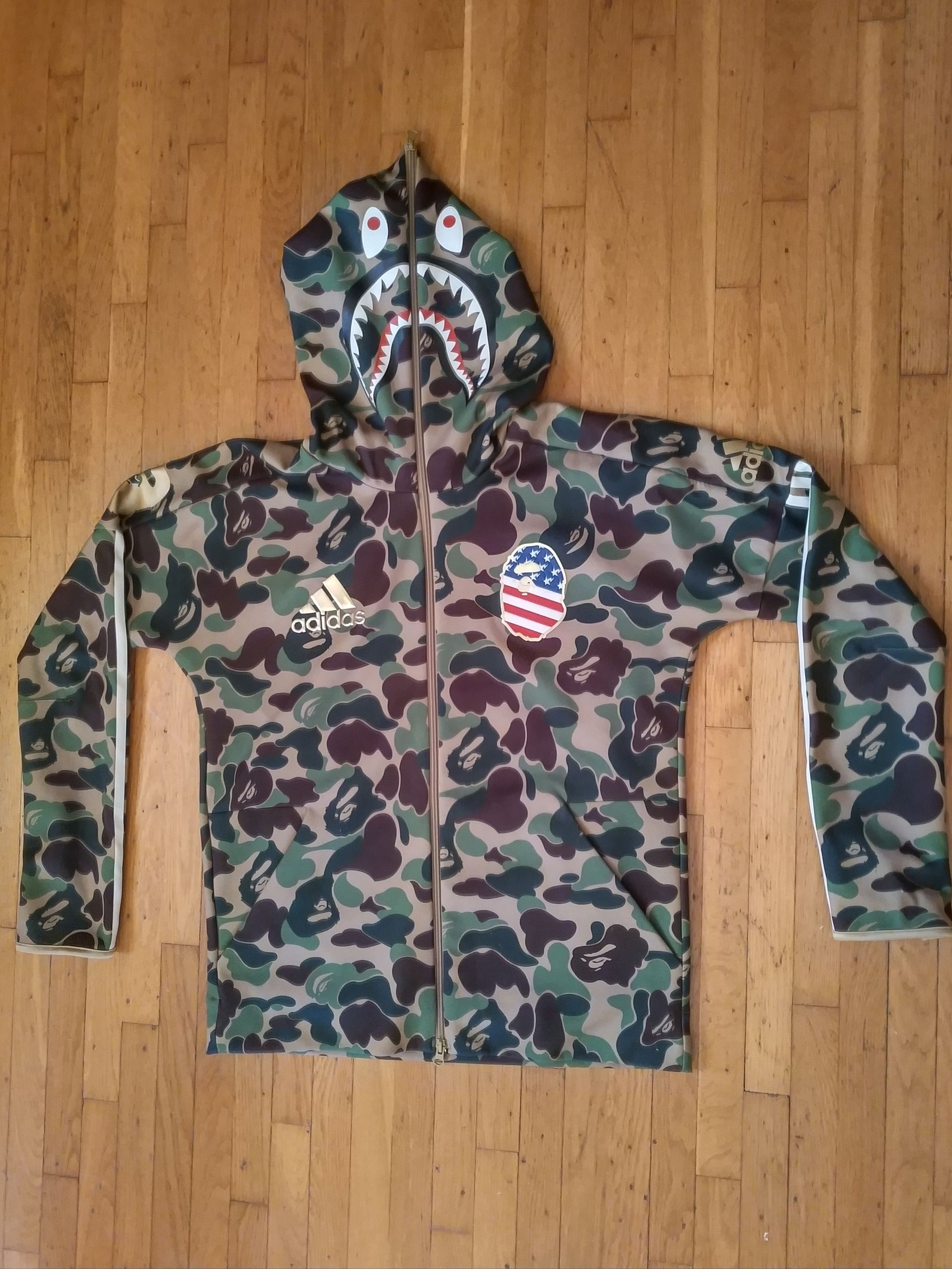 BAPE x Adidas SB Shark Hoodie Green