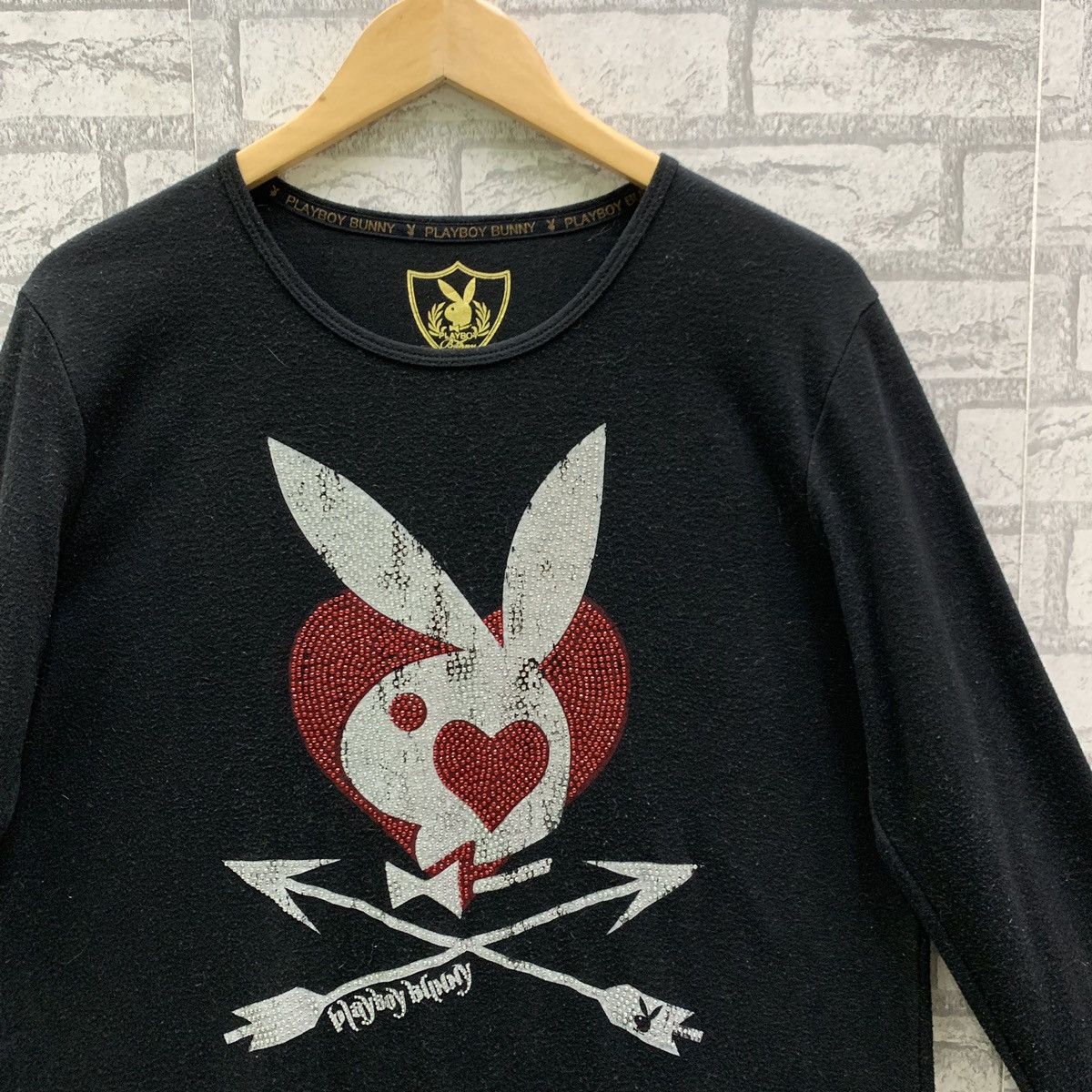 Playboy Playboy Bunny Women Big Logo Art Design Stone Beads T-shirts Size L / US 10 / IT 46 - 3 Thumbnail