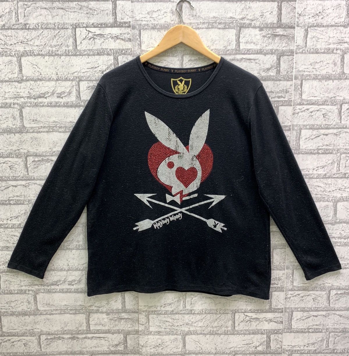Playboy Playboy Bunny Women Big Logo Art Design Stone Beads T-shirts Size L / US 10 / IT 46 - 1 Thumbnail