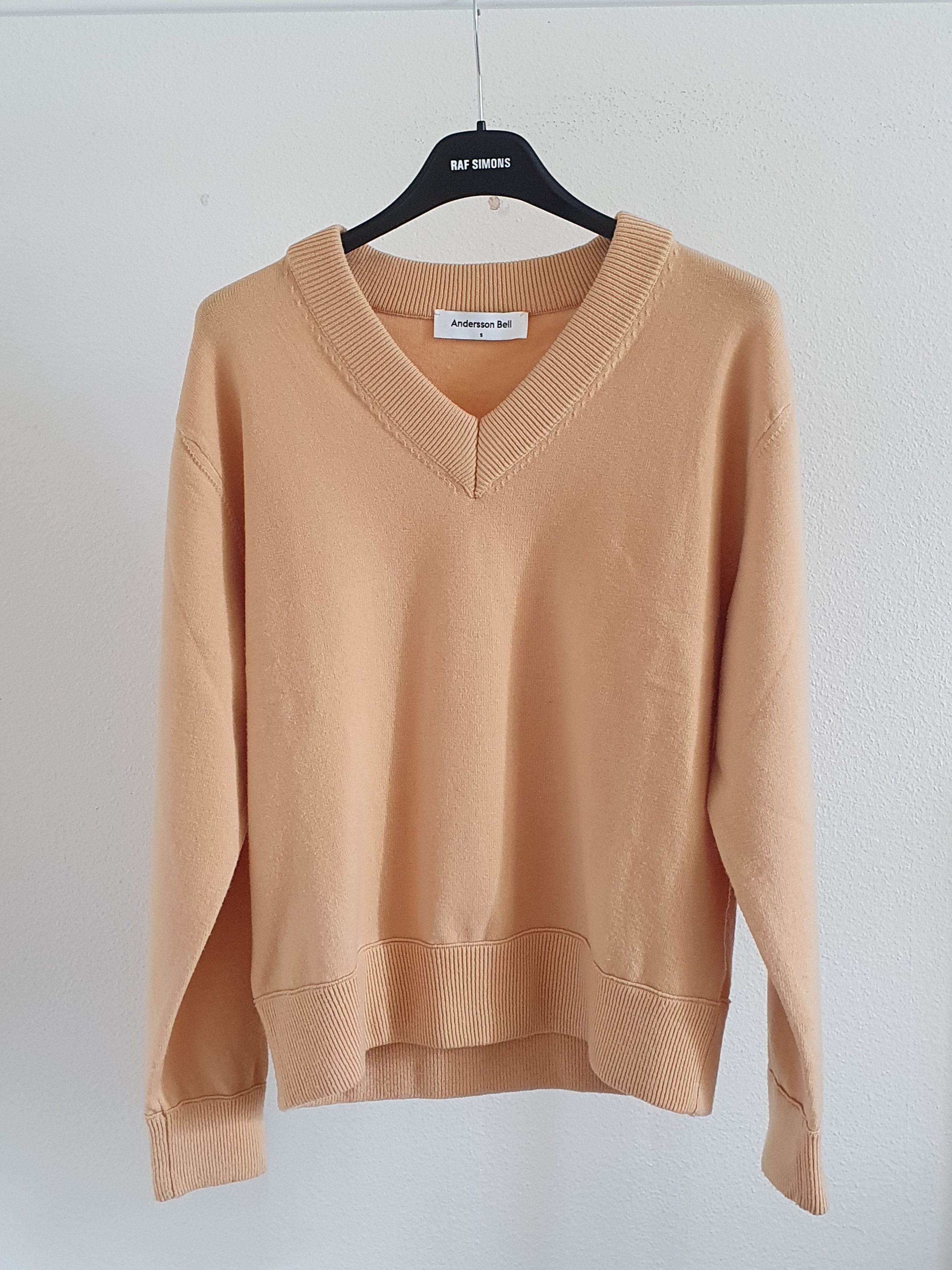 image of Andersson Bell Inside Out V Neck Sweater in Peach, Men's (Size Small)