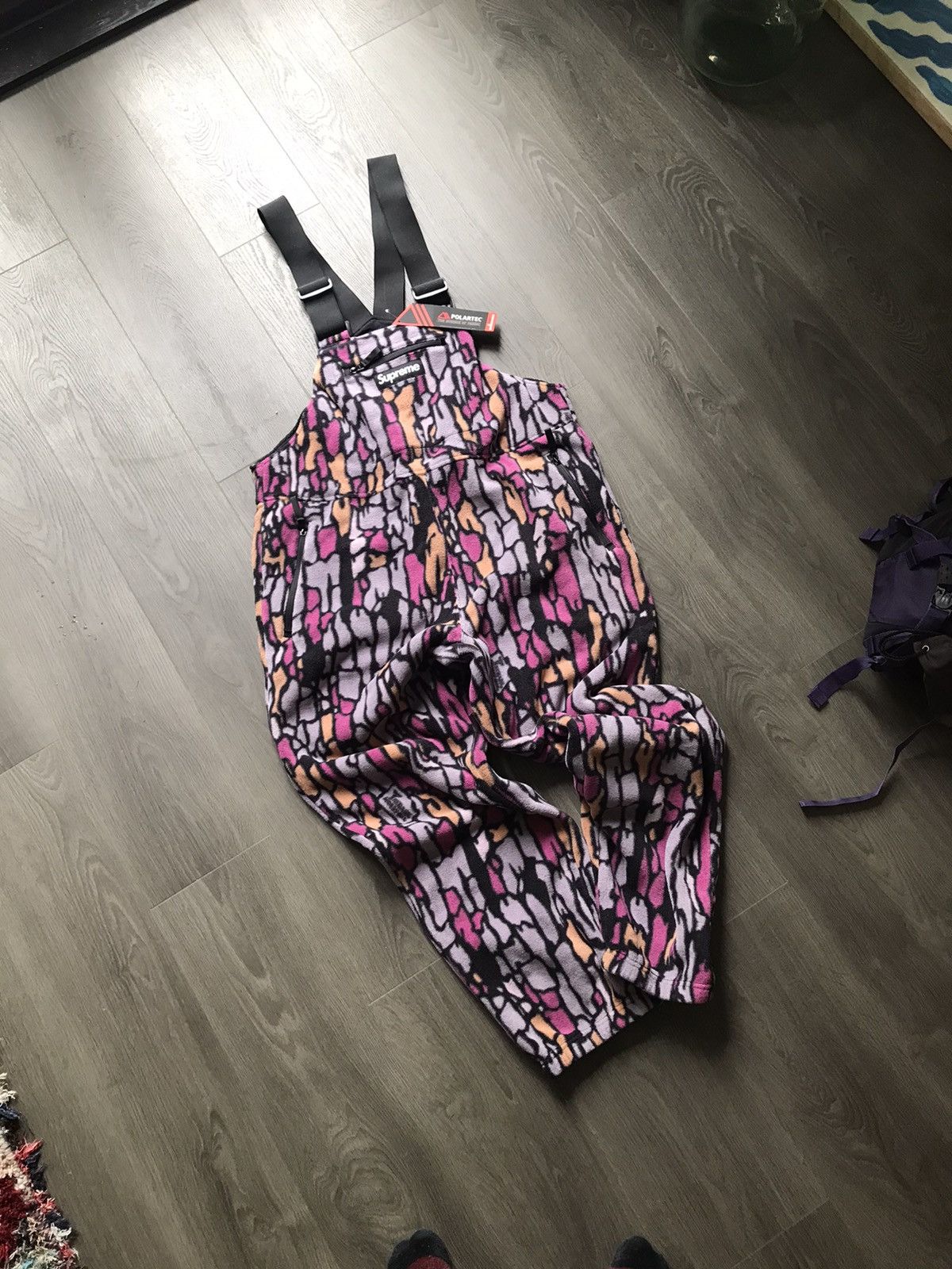 Supreme Supreme Polartec Fleece Overalls, Purple Treebark Camo, L 