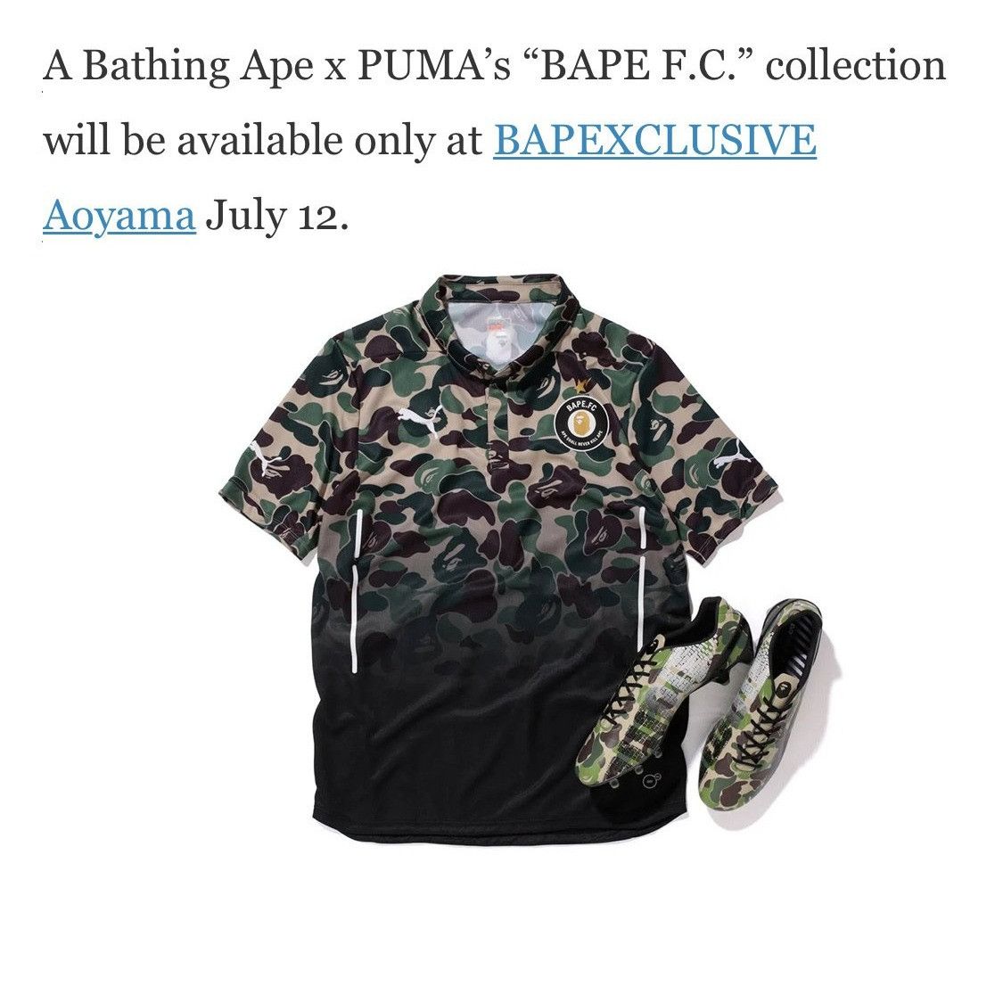 Bape Puma Bape x Puma FC Soccer Jersey Futbol 2014 Camo Gradient Polo Grailed