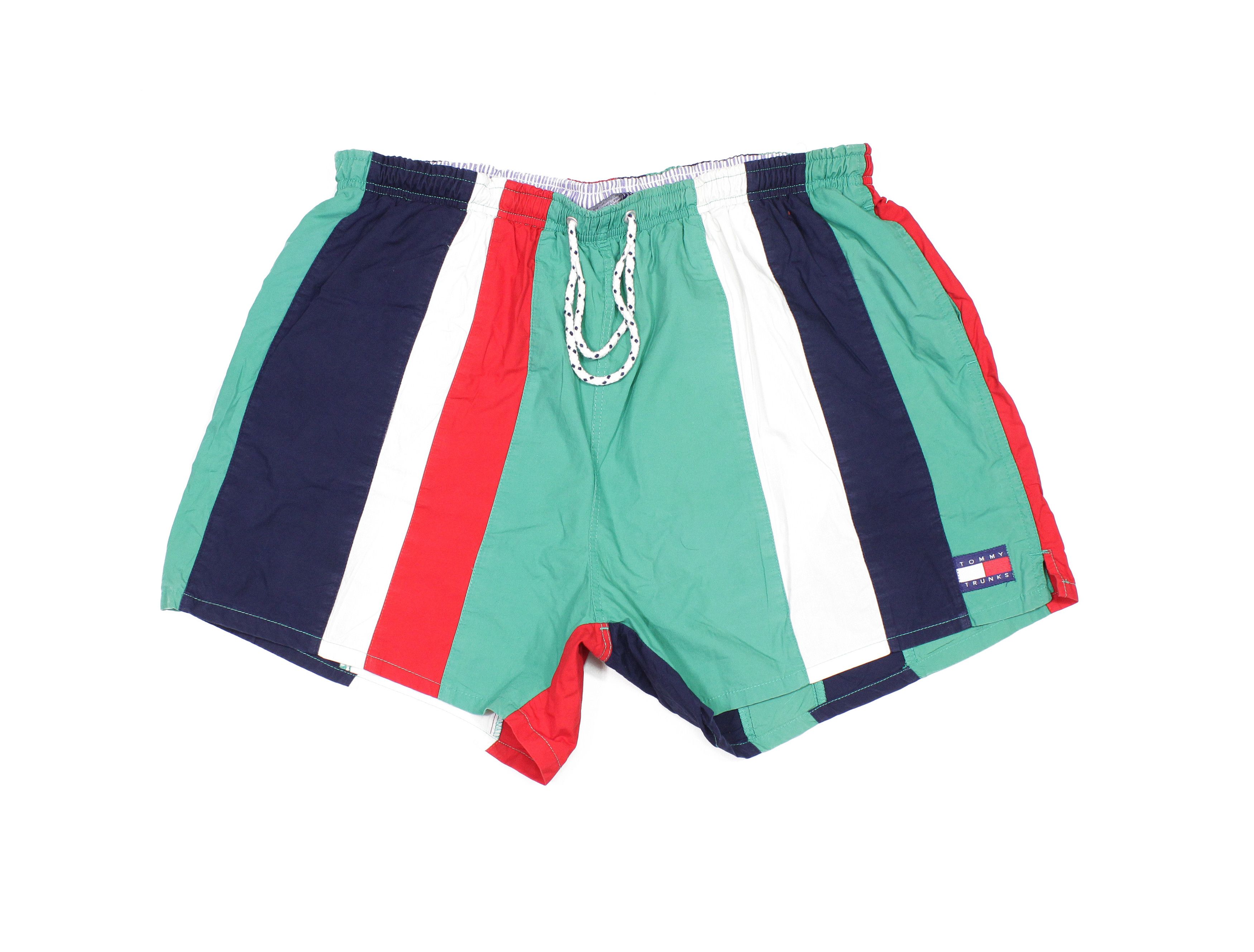 Tommy Hilfiger 90S Logo Striped Swim Shorts Vintage XL Size Size US 36 / EU 52 - 1 Thumbnail