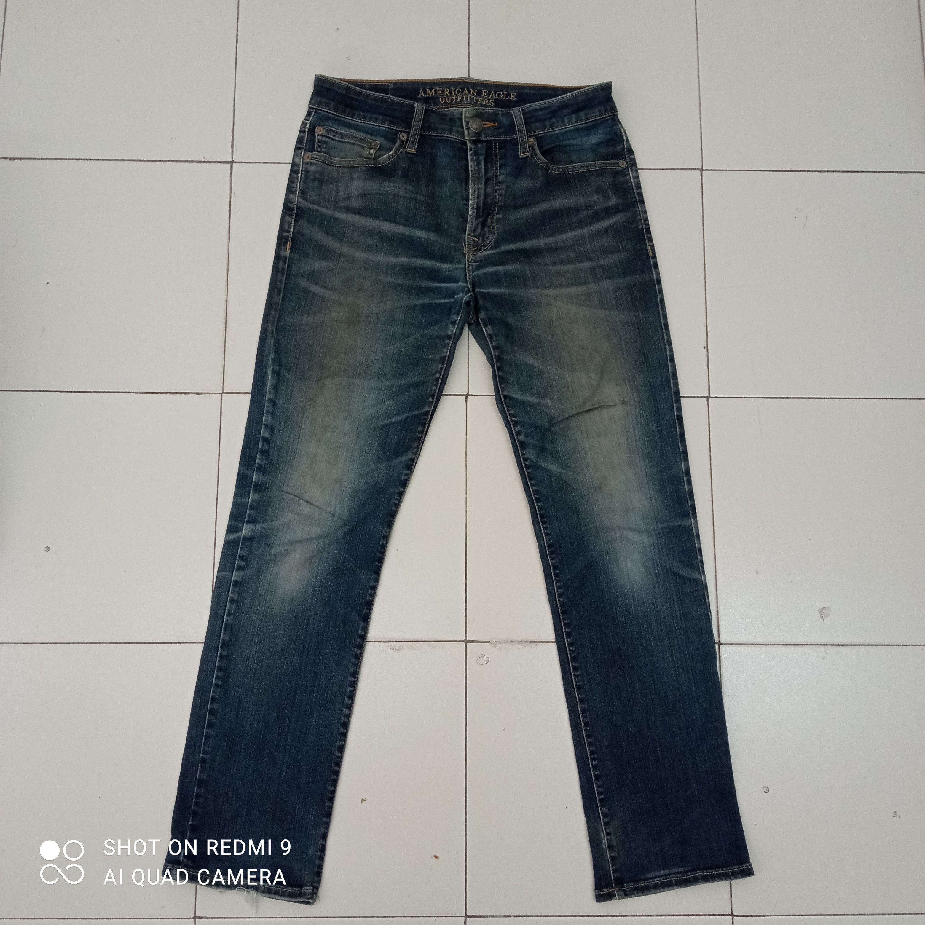 image of American Eagle Outfitters x Distressed Denim American Eagle Outfitter Slim Straight Distressed Deni