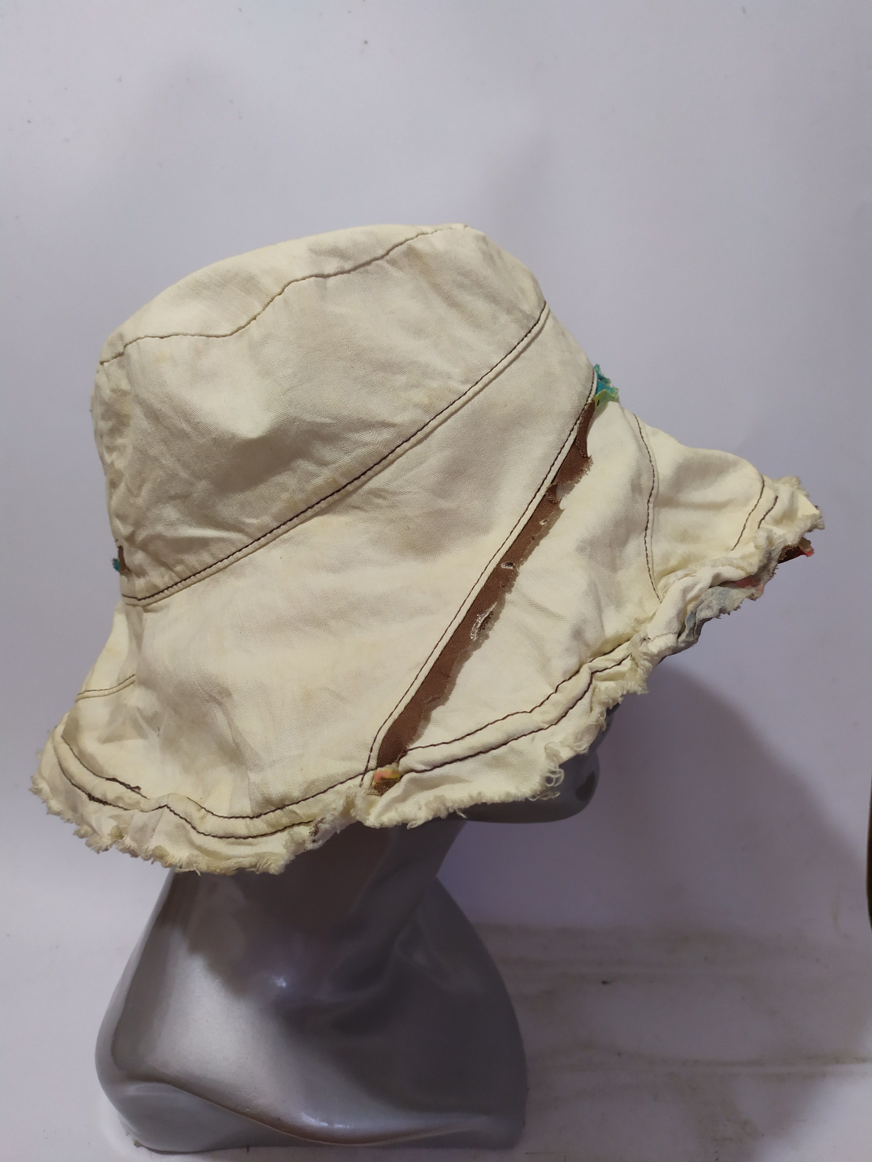 Japanese Brand Unknown Distressed Patchwork Bucket hats Hairy Design Size ONE SIZE - 7 Thumbnail