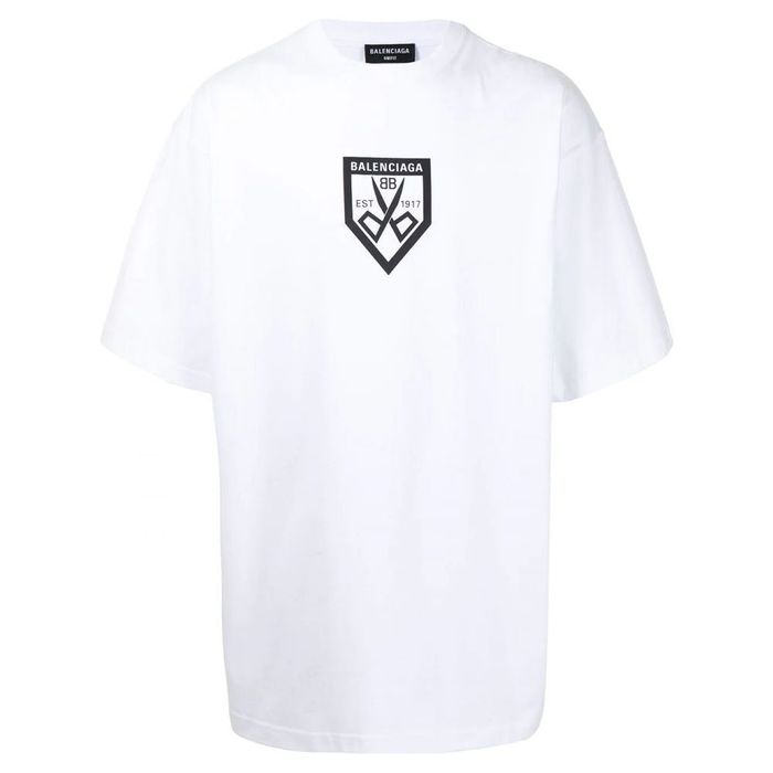 Balenciaga Balenciaga Men's Scissor Logo Cotton T-Shirt White | Grailed