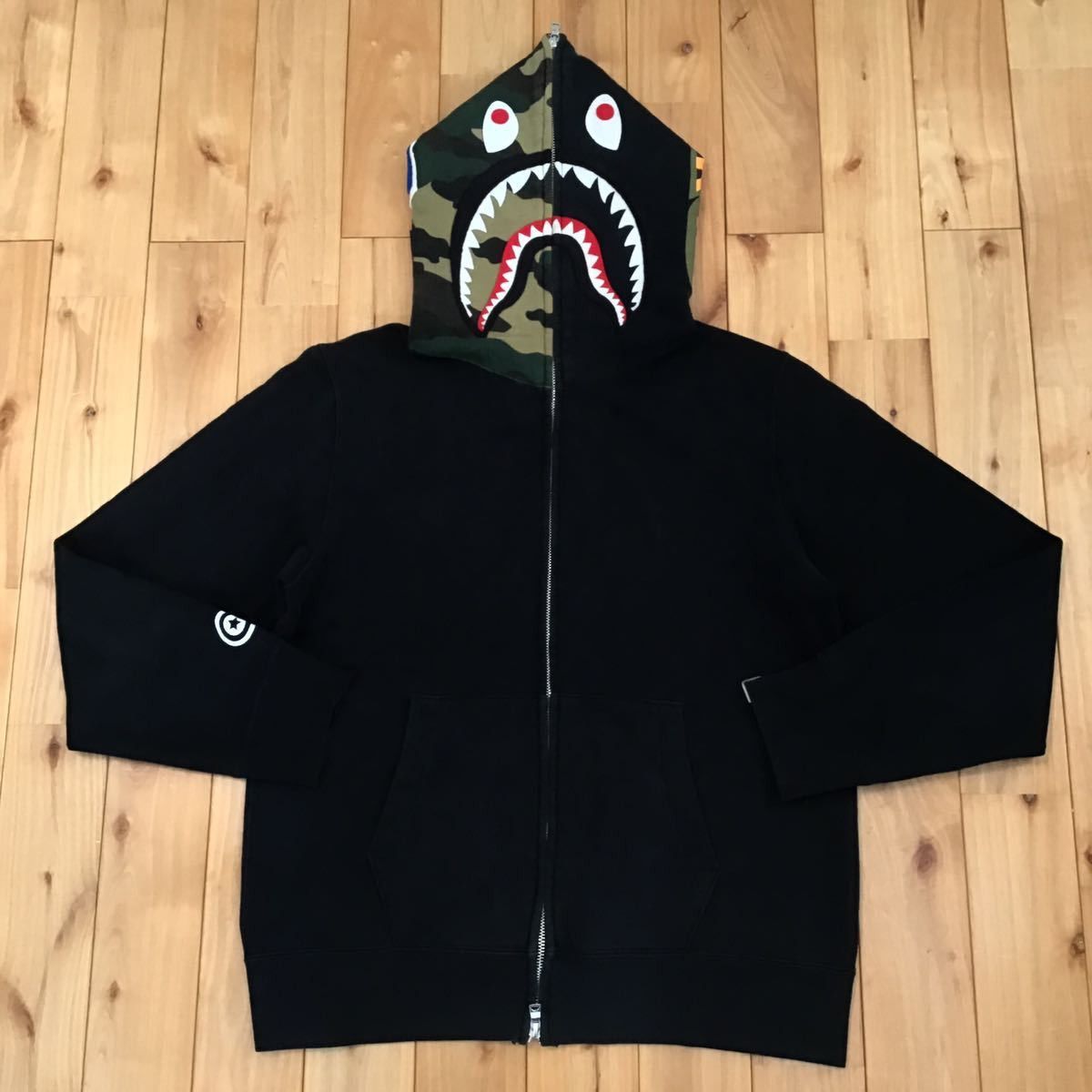image of Bapeland 1St Anniversary Shark Full Zip Hoodie in Black, Men's (Size Medium)