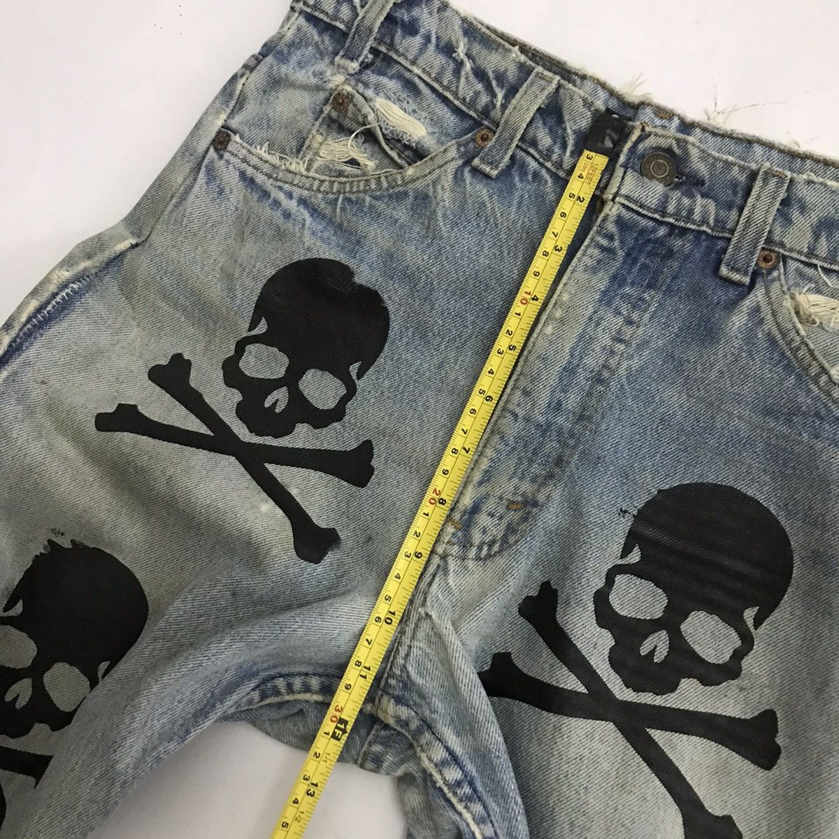 Levi's Vintage Clothing RARE🔥LEVIS 517 ORANGE TAG BOOT CUT SKULL ART DENIM PANTS Size US 30 / EU 46 - 13 Thumbnail