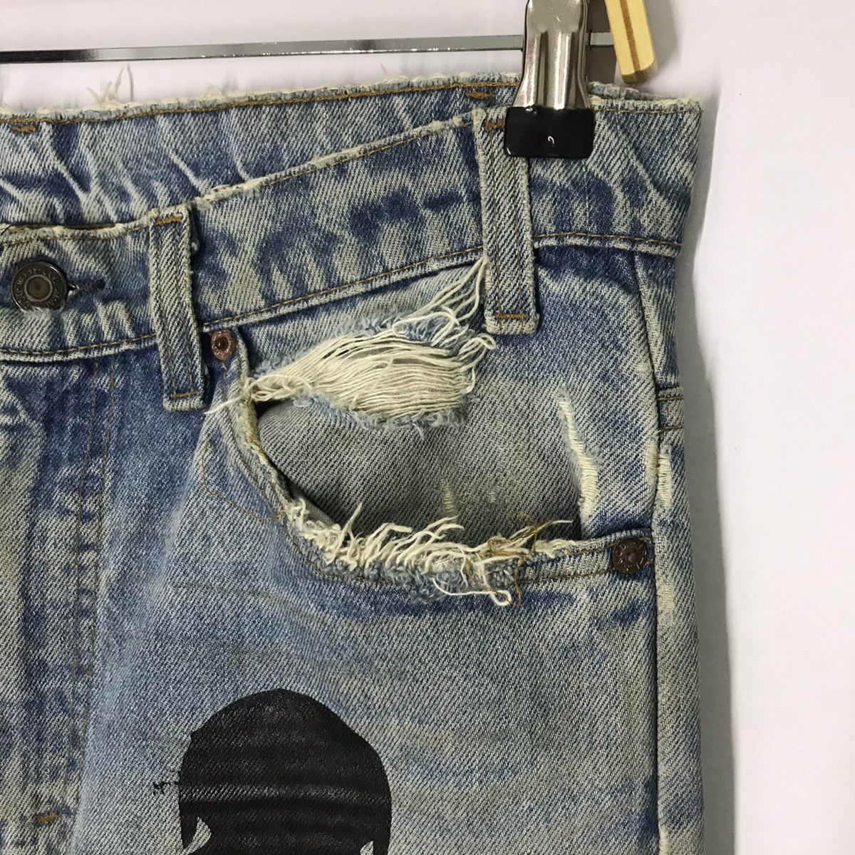 Levi's Vintage Clothing RARE🔥LEVIS 517 ORANGE TAG BOOT CUT SKULL ART DENIM PANTS Size US 30 / EU 46 - 4 Thumbnail