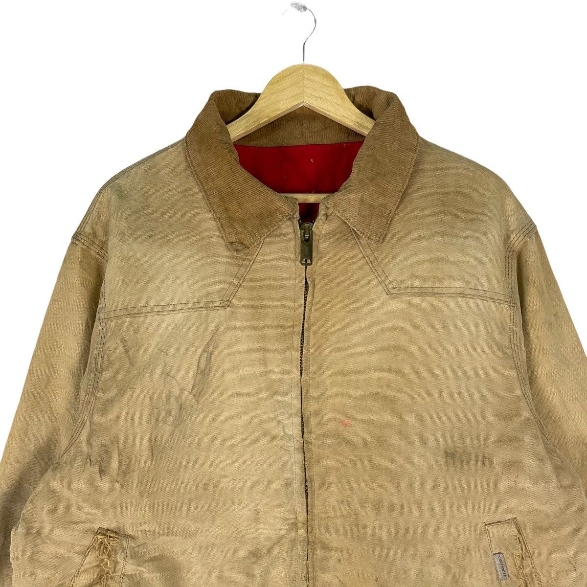 Carhartt × Vintage 🌟CARHARTT Distressed Corduroy Collar Zipper Jacket Size US L / EU 52-54 / 3 - 4 Thumbnail