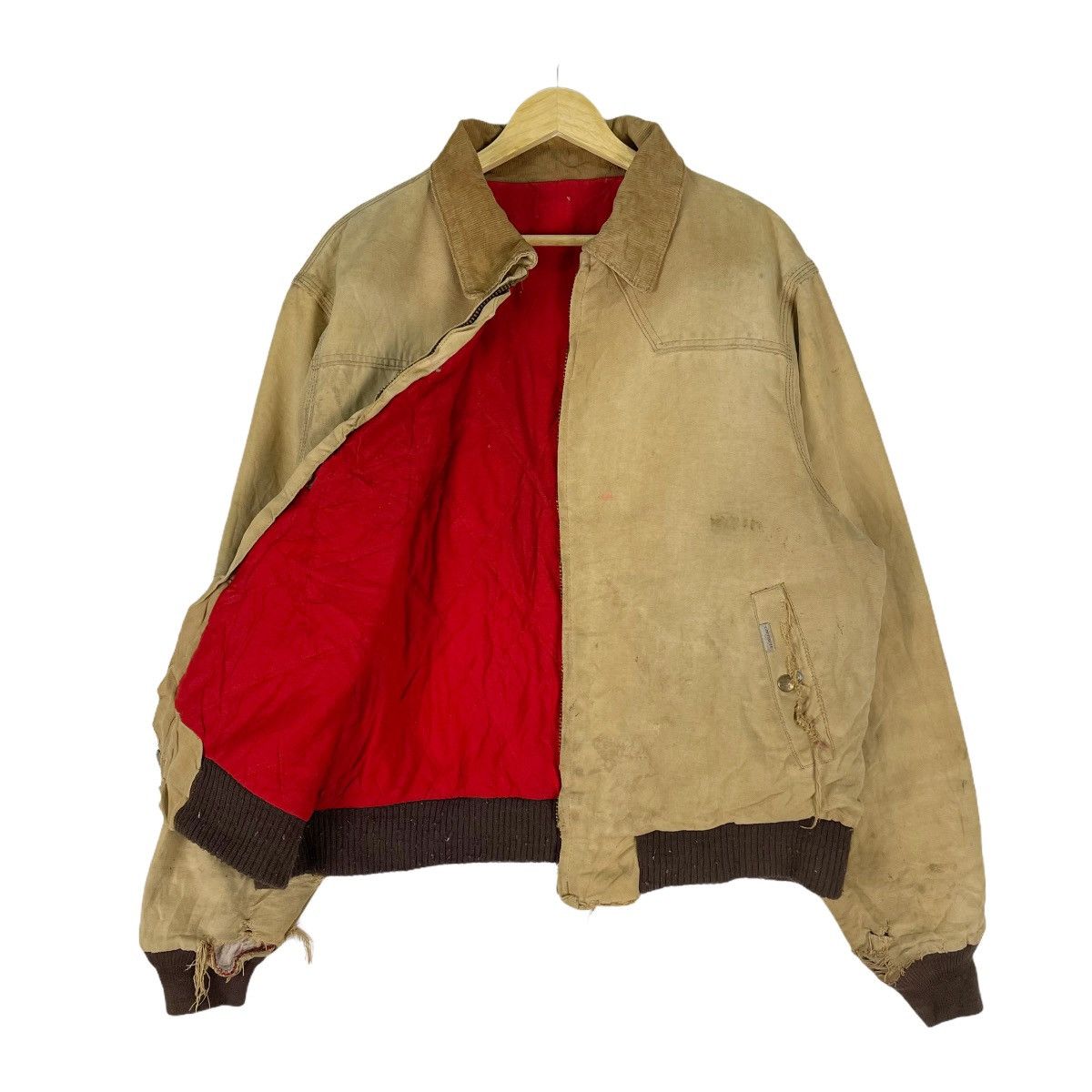 Carhartt × Vintage 🌟CARHARTT Distressed Corduroy Collar Zipper Jacket Size US L / EU 52-54 / 3 - 2 Thumbnail
