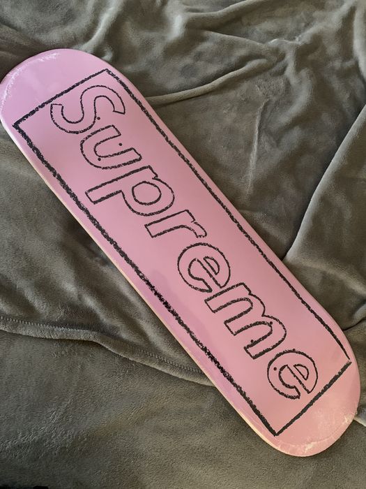 Supreme Supreme Kaws Chalk Logo Skateboard Deck Pink | Grailed