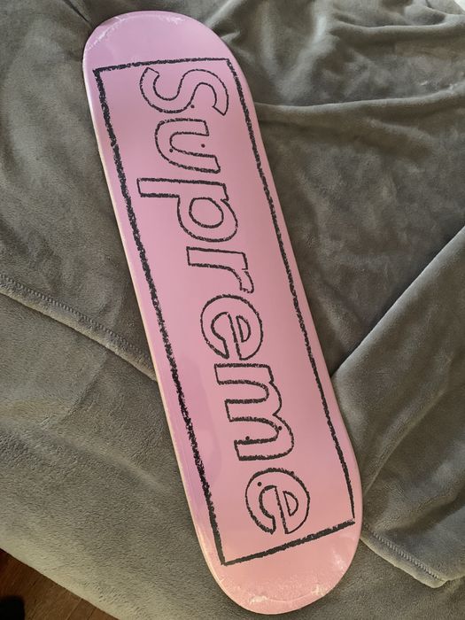 Supreme Supreme Kaws Chalk Logo Skateboard Deck Pink | Grailed