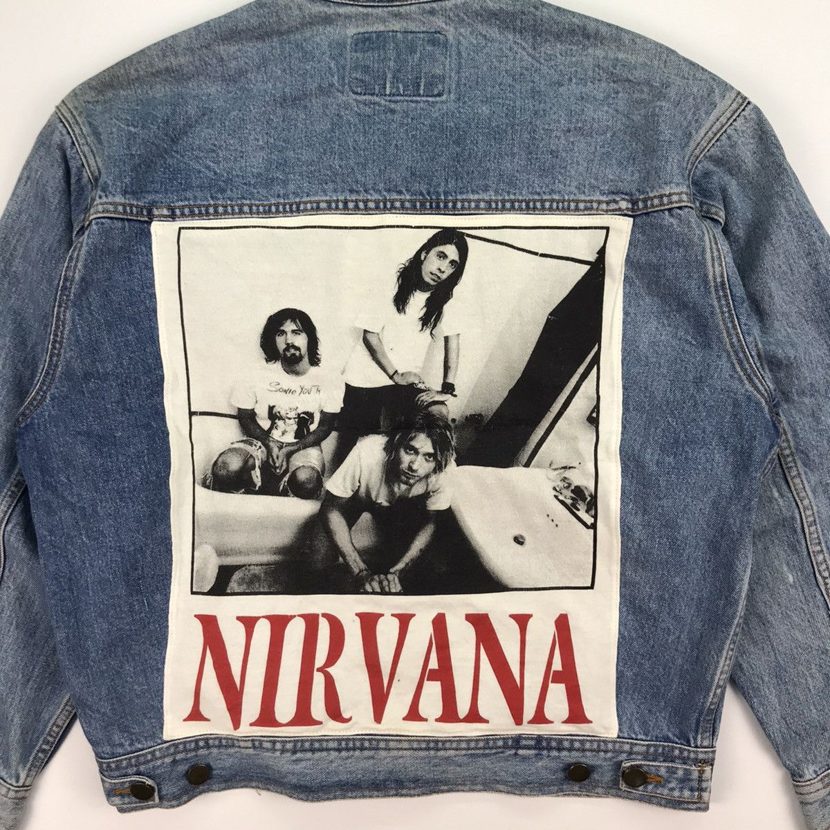 Nirvana Rare custom Vintage NIRVANA on denim jeans jacket Size US M / EU 48-50 / 2 - 2 Thumbnail
