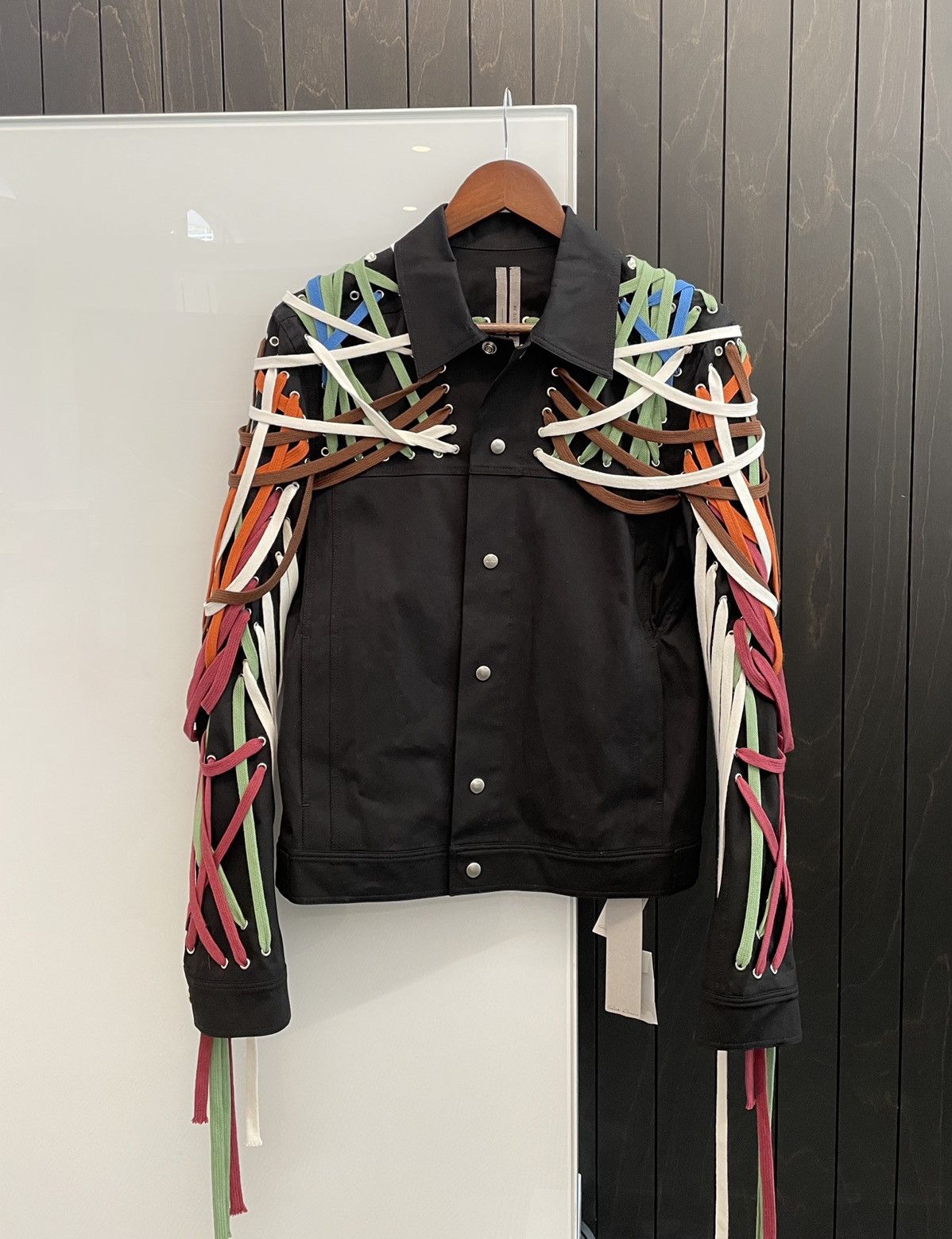 p*z様 【希少】Rick Owens megalace jacket 46 SS2020 Rick Owens Megalaced Tecuatl Black Trucker Jacket