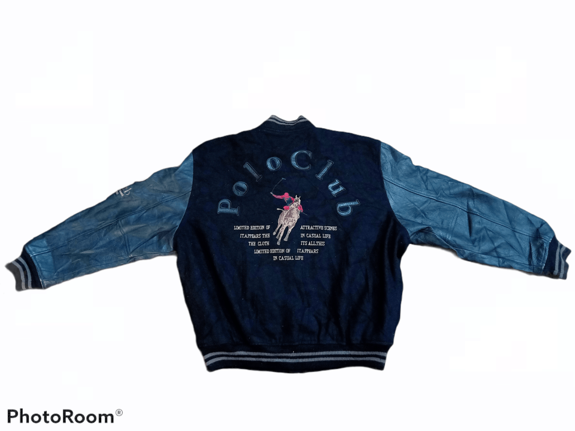 💥90s Polo Club Men Leather Jacket Spell Out 💥