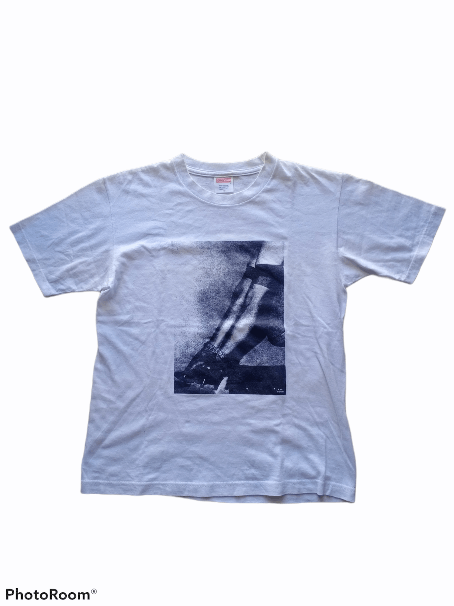 A.P.C. × Supreme Supreme APC Bondage Leg White Tee FW09 Tshirt Box Logo |  Grailed