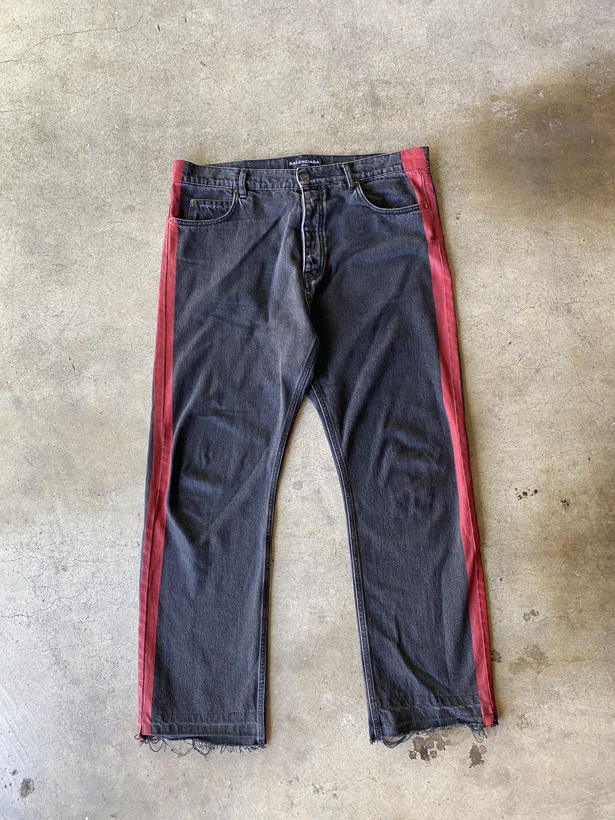 Balenciaga Red Stripe Denim | Grailed