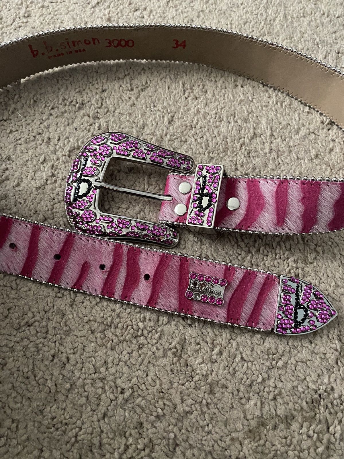 B.B. Simon B.B. Simon Triple b Zebra Classic Pink Belt | Grailed