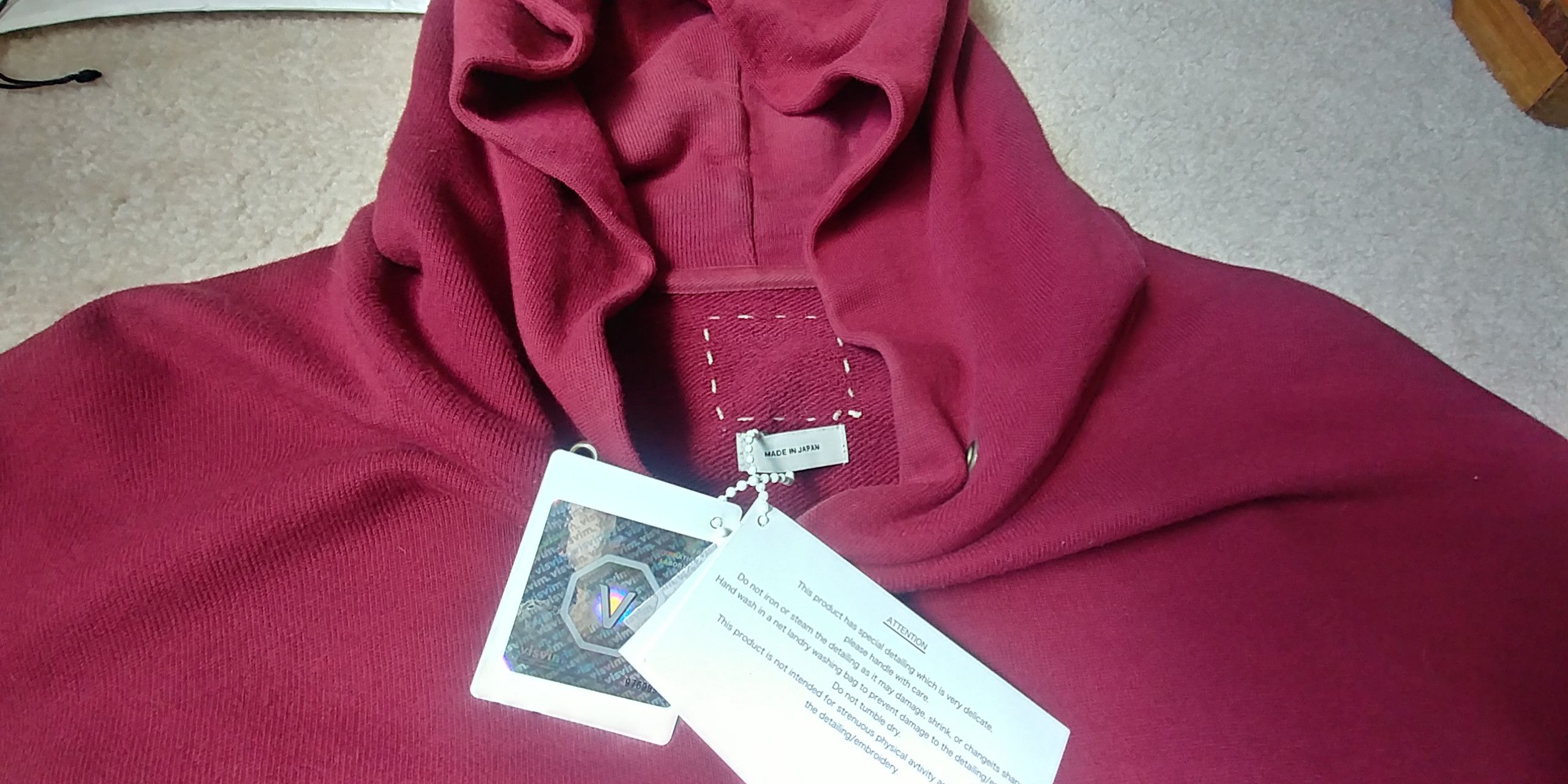 Visvim VNTG Basic Stencil Jumbo Hoodie P.O. Burgundy 1 S 2017 UWTB Size US S / EU 44-46 / 1 - 2 Thumbnail