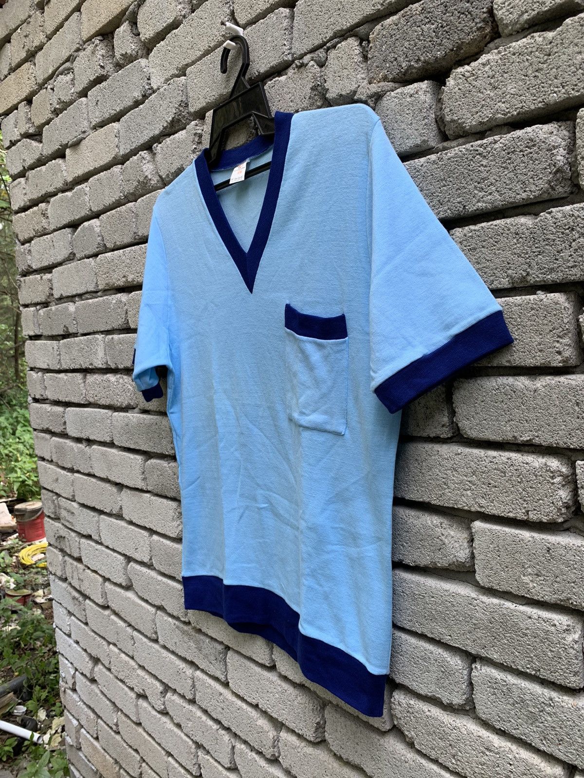 Vintage Vintage V Nick West Germany Plain Ringer shirt Size US L / EU 52-54 / 3 - 4 Thumbnail