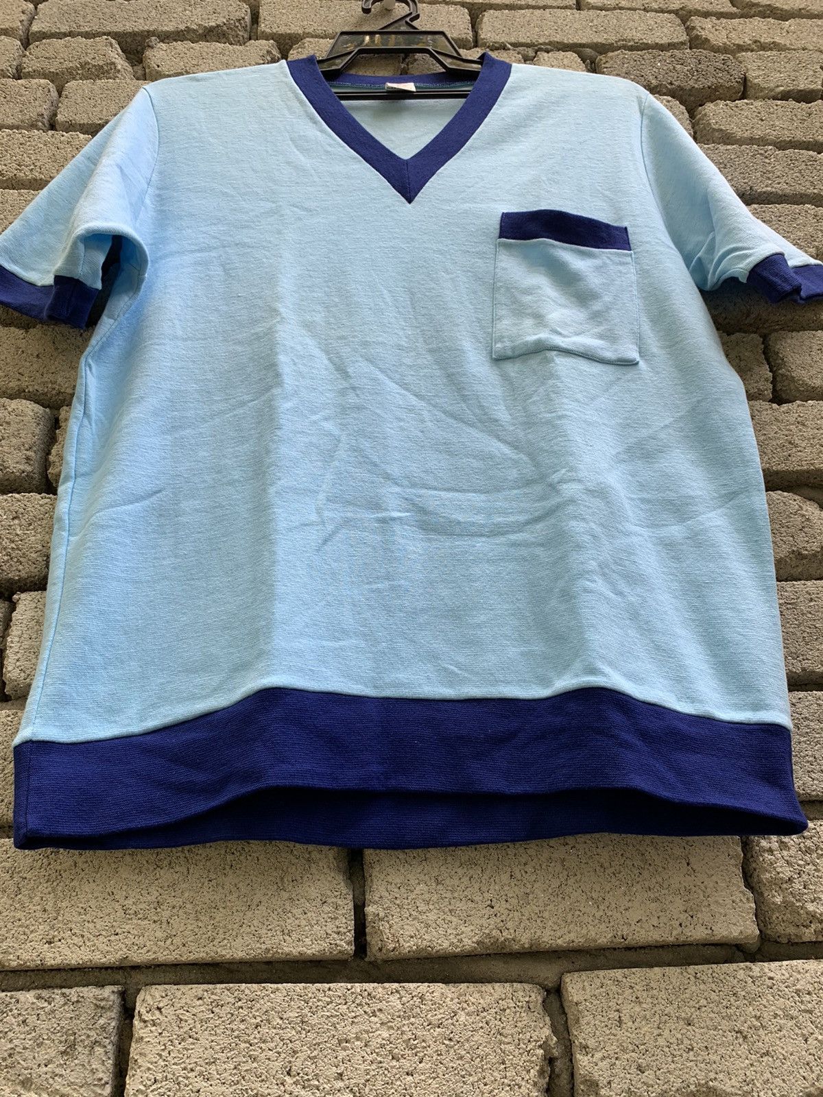 Vintage Vintage V Nick West Germany Plain Ringer shirt Size US L / EU 52-54 / 3 - 12 Thumbnail
