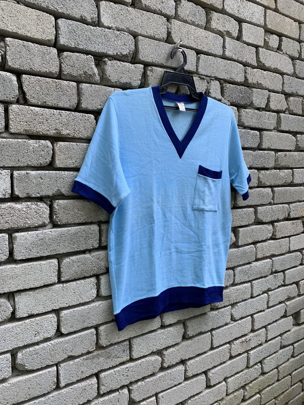 Vintage Vintage V Nick West Germany Plain Ringer shirt Size US L / EU 52-54 / 3 - 3 Thumbnail