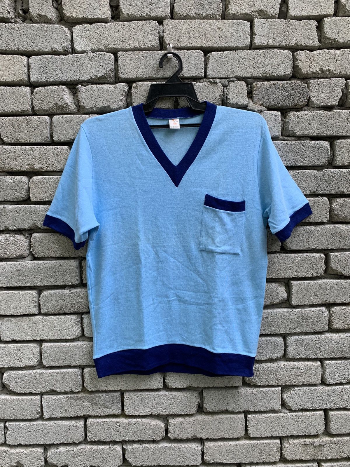 Vintage Vintage V Nick West Germany Plain Ringer shirt Size US L / EU 52-54 / 3 - 2 Thumbnail