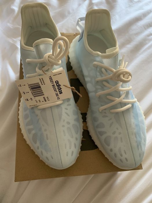 mono ice yeezy 350 on feet