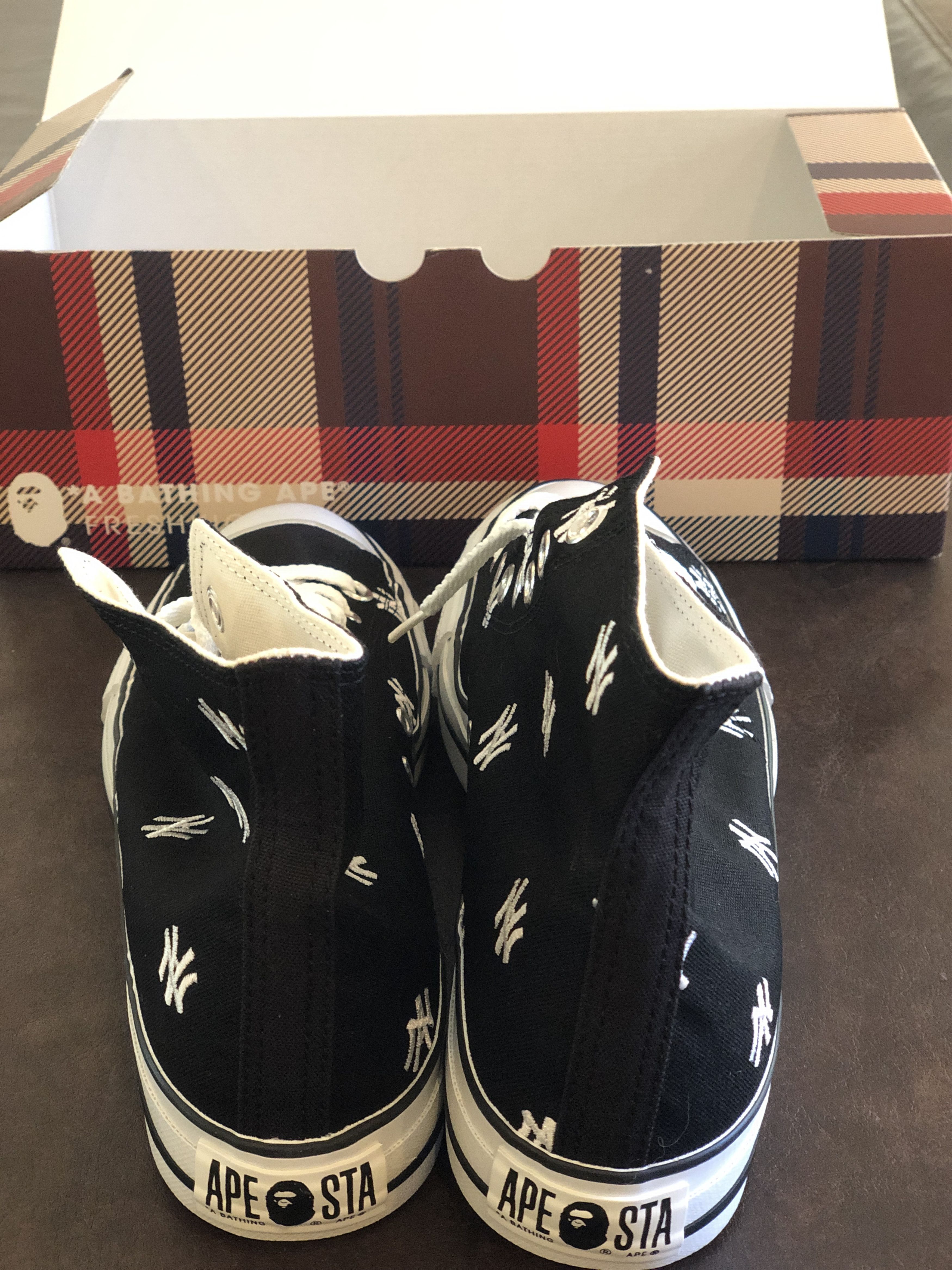 DS! BAPE X NEIGHBORHOOD BROTHERHOOD HI TOPS BLACK NWB
