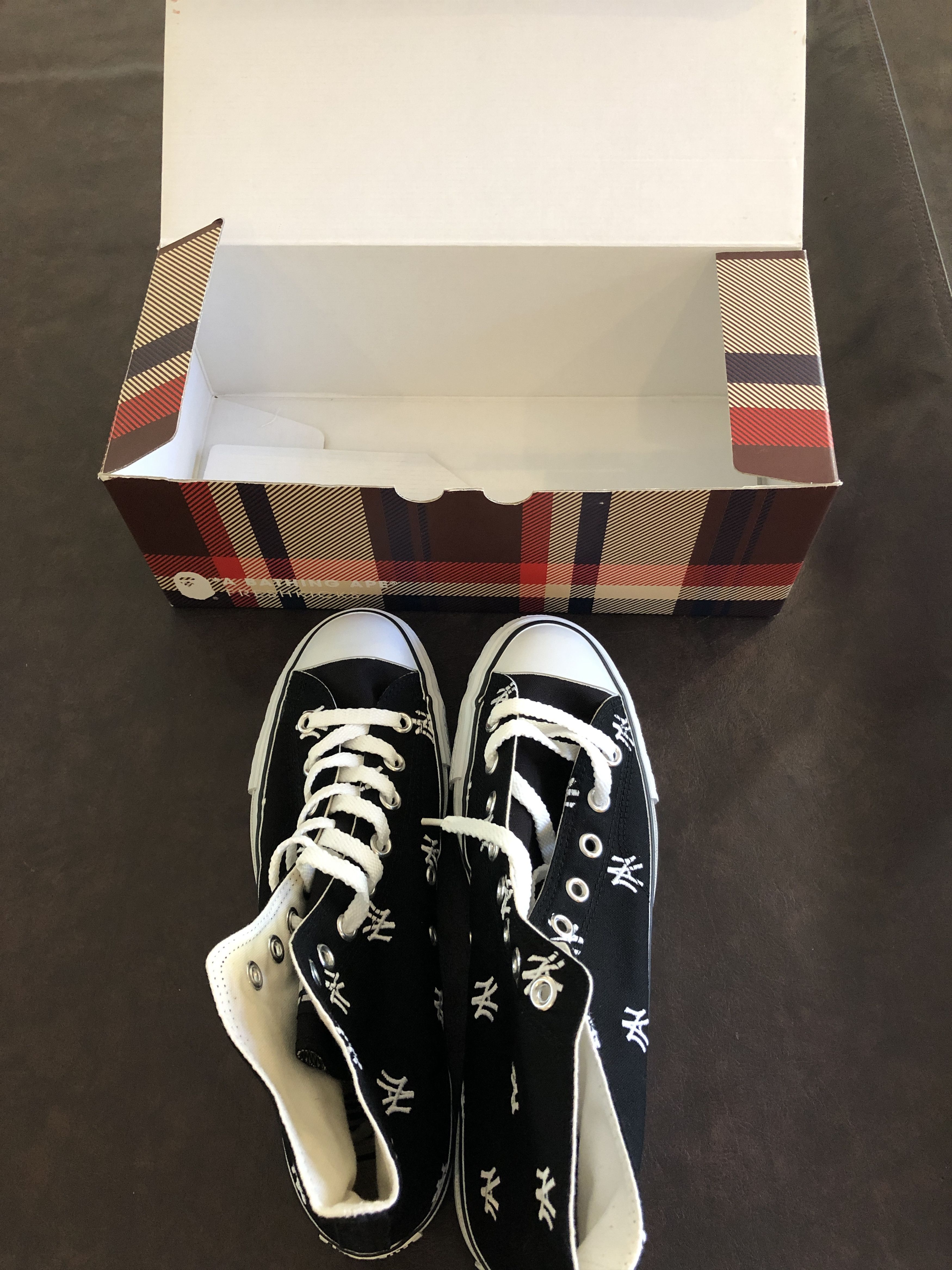 DS! BAPE X NEIGHBORHOOD BROTHERHOOD HI TOPS BLACK NWB
