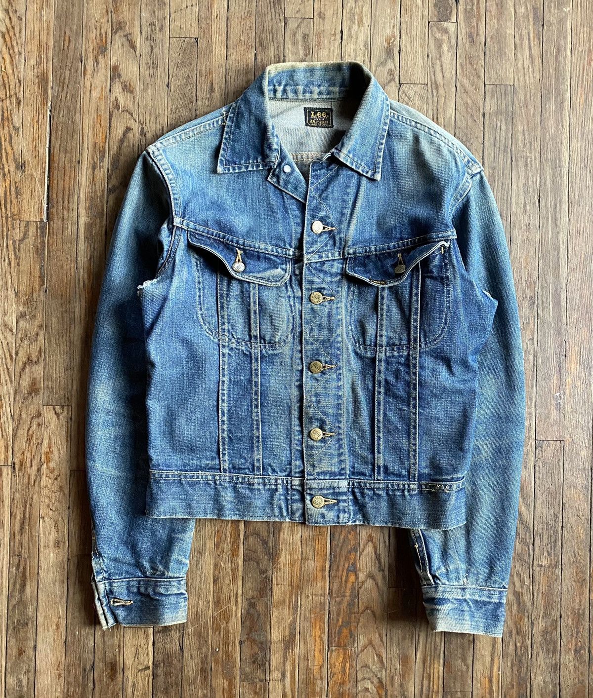 Vintage 60s Lee 101-j Sanforized Blue Denim Jacket 