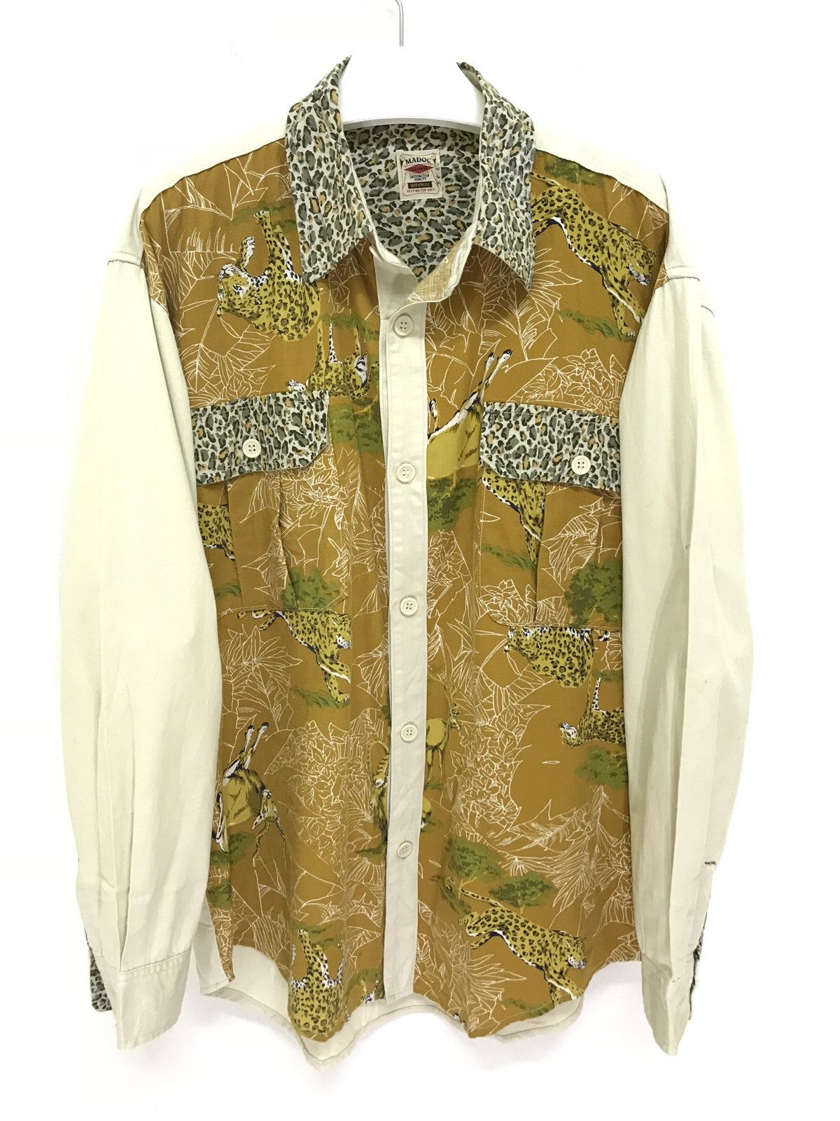 Japanese Brand Madoc Fullprinted Leopard Safari Cotton Shirt Button Up 6🟩9 Size US L / EU 52-54 / 3 - 2 Thumbnail