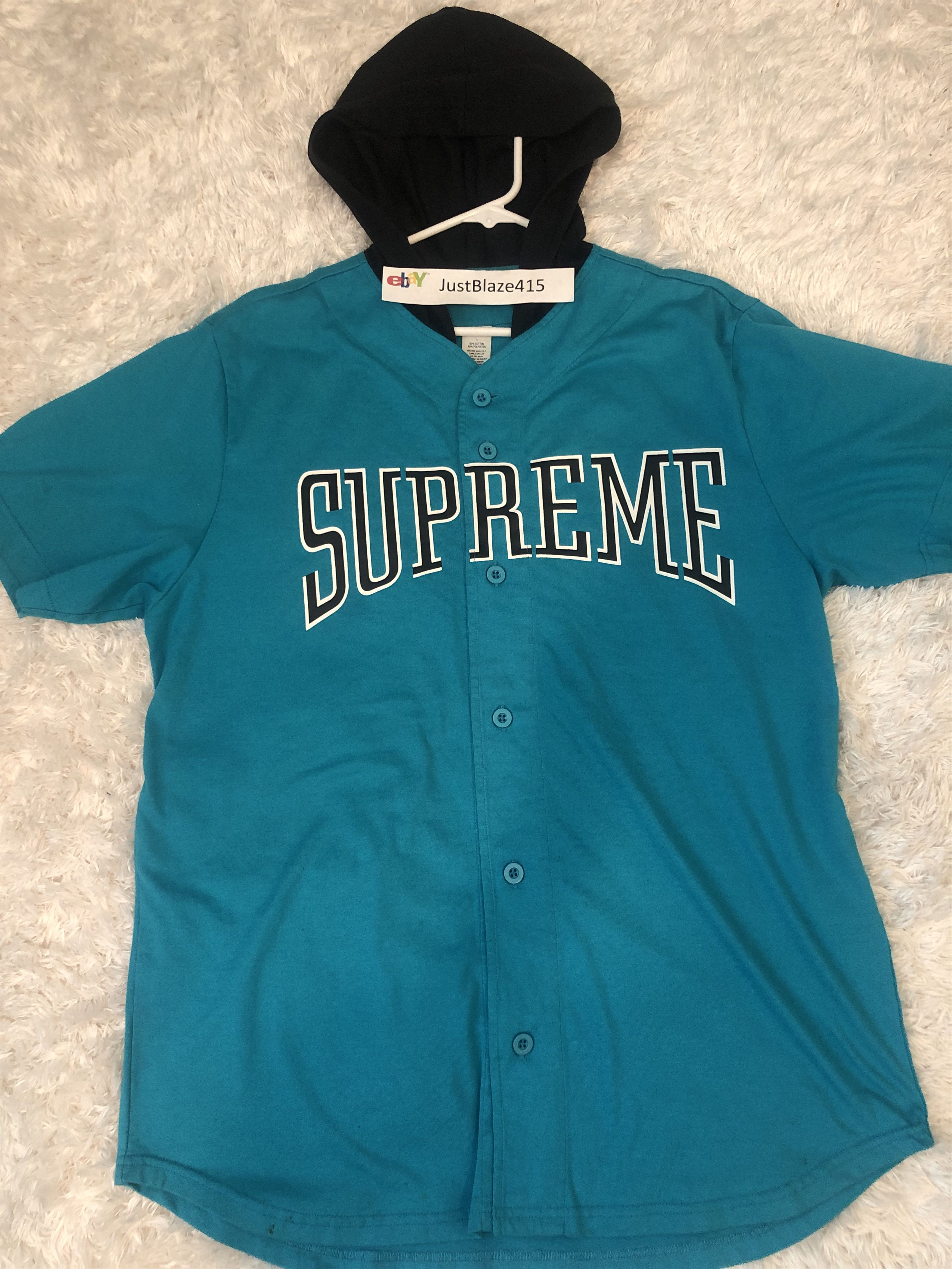 Supreme Hooded Baseball Top Teal - Tops