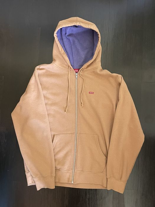 Supreme Supreme Small Box Logo Contrast Zip Up Hoodie Brown | Grailed