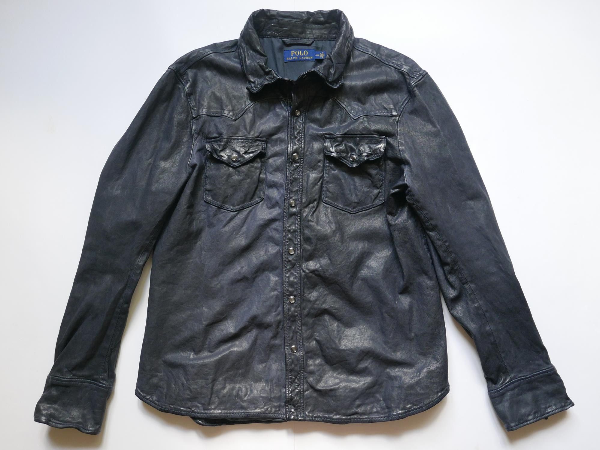 Polo Ralph Lauren Shirt Washed Leather Western Jacket L
