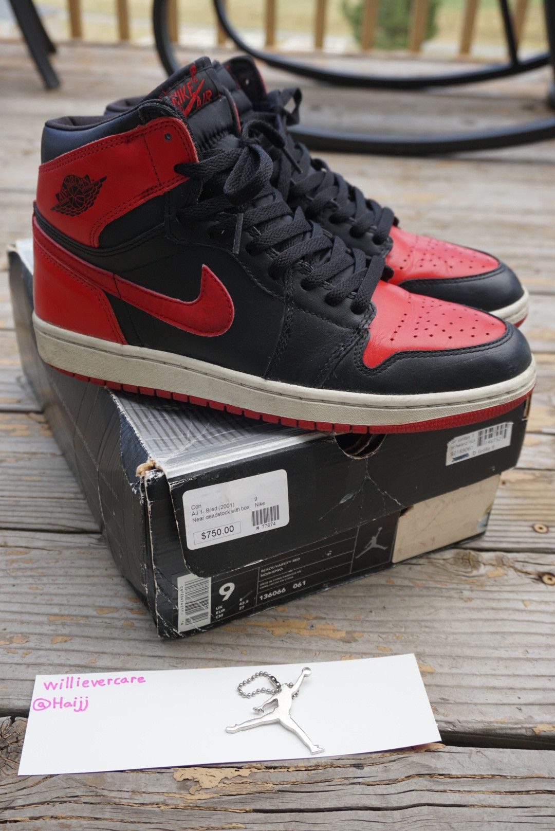 Jordan Brand *LAST DROP* 2001 Jordan 1 black red bred Size US 9 / EU 42 - 4 Thumbnail