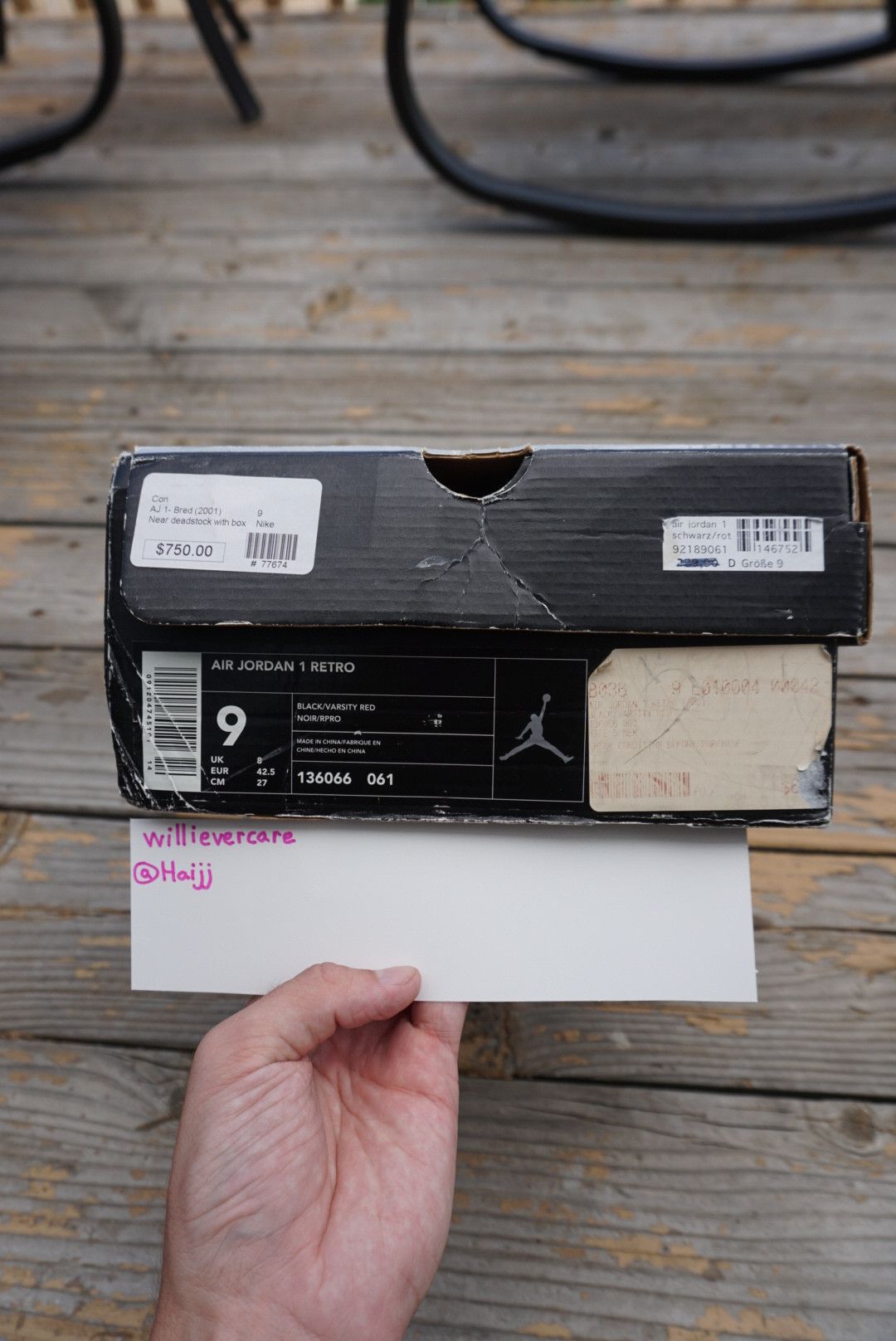 Jordan Brand *LAST DROP* 2001 Jordan 1 black red bred Size US 9 / EU 42 - 2 Thumbnail