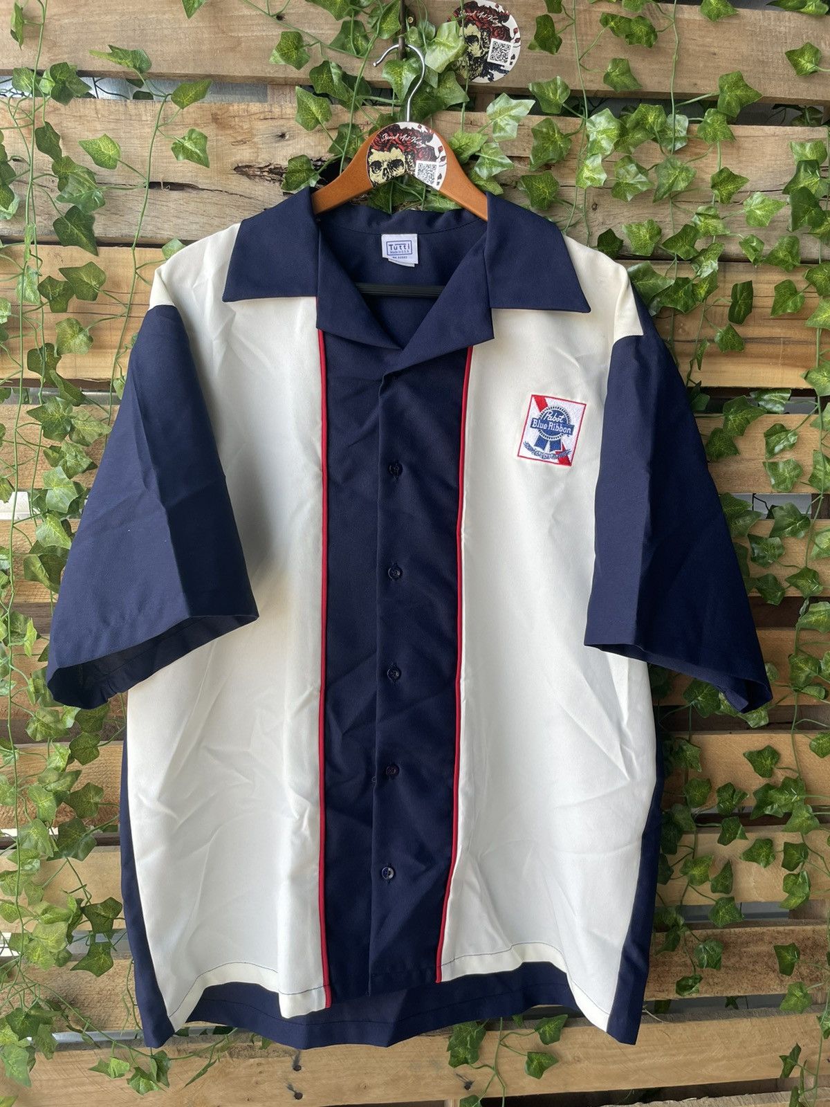 Vintage Vintage Pabst Blue Ribbon Beer Bowling Button Up Shirt XL 