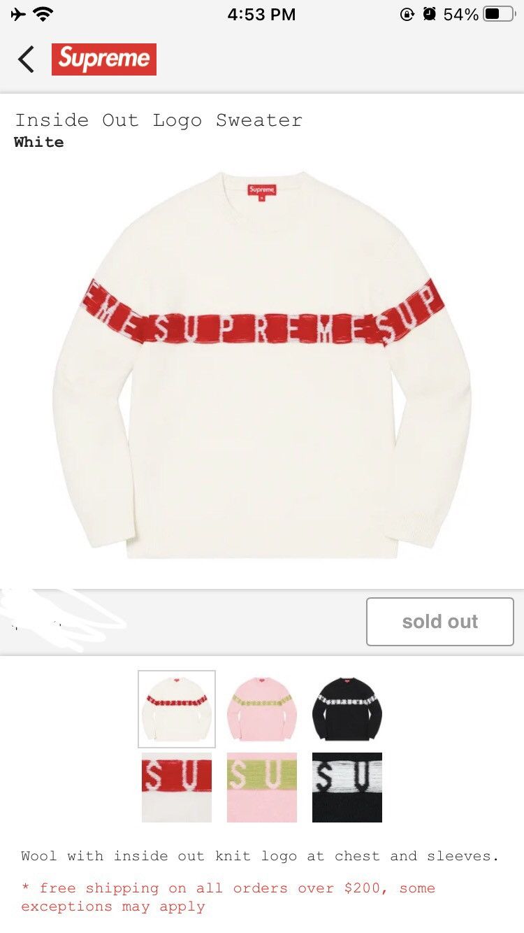 Supreme Inside Out Logo Sweater White | Grailed