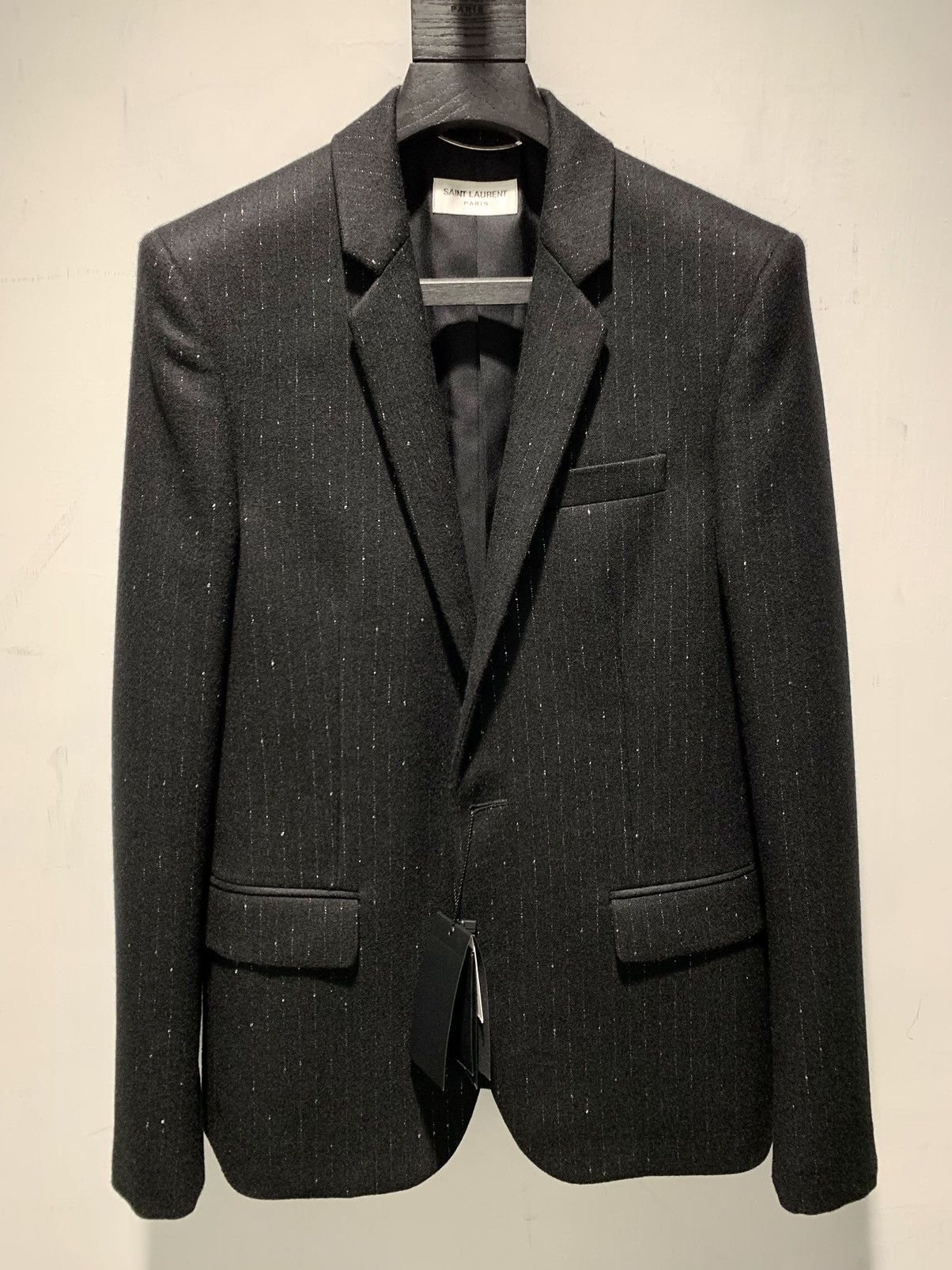 Saint Laurent Paris 19FW Metallic Pinstripes Long Blazer Size 48S - 1 Thumbnail