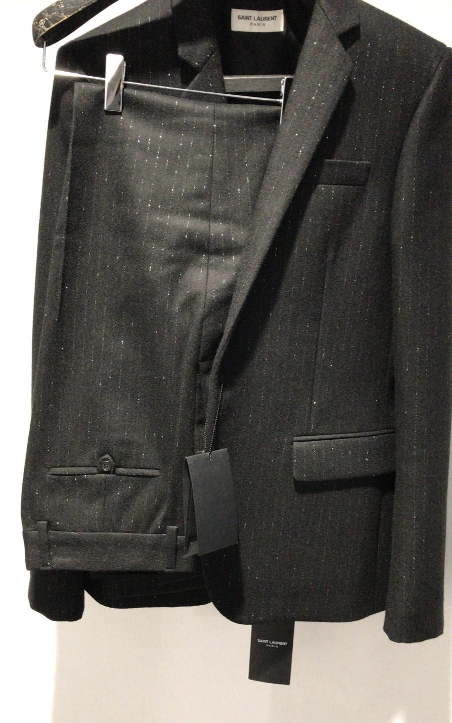 Saint Laurent Paris 19FW Metallic Pinstripes Long Blazer Size 48S - 9 Thumbnail