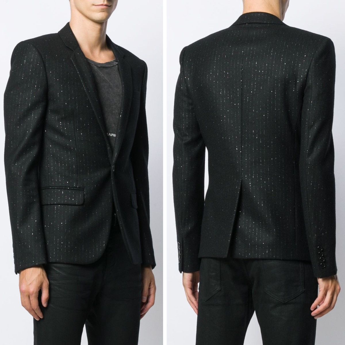 Saint Laurent Paris 19FW Metallic Pinstripes Long Blazer Size 48S - 14 Thumbnail