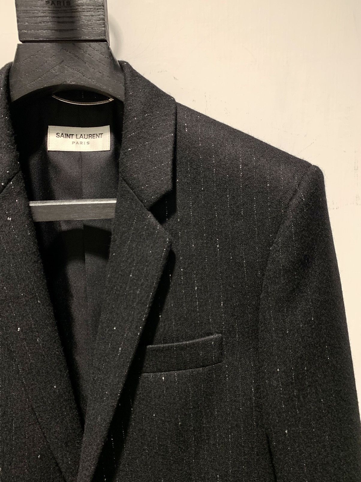 Saint Laurent Paris 19FW Metallic Pinstripes Long Blazer Size 48S - 2 Thumbnail