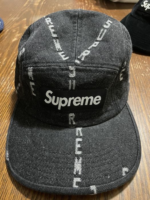 Supreme Supreme logo Striped Jacquard Denim Camp Cap | Grailed