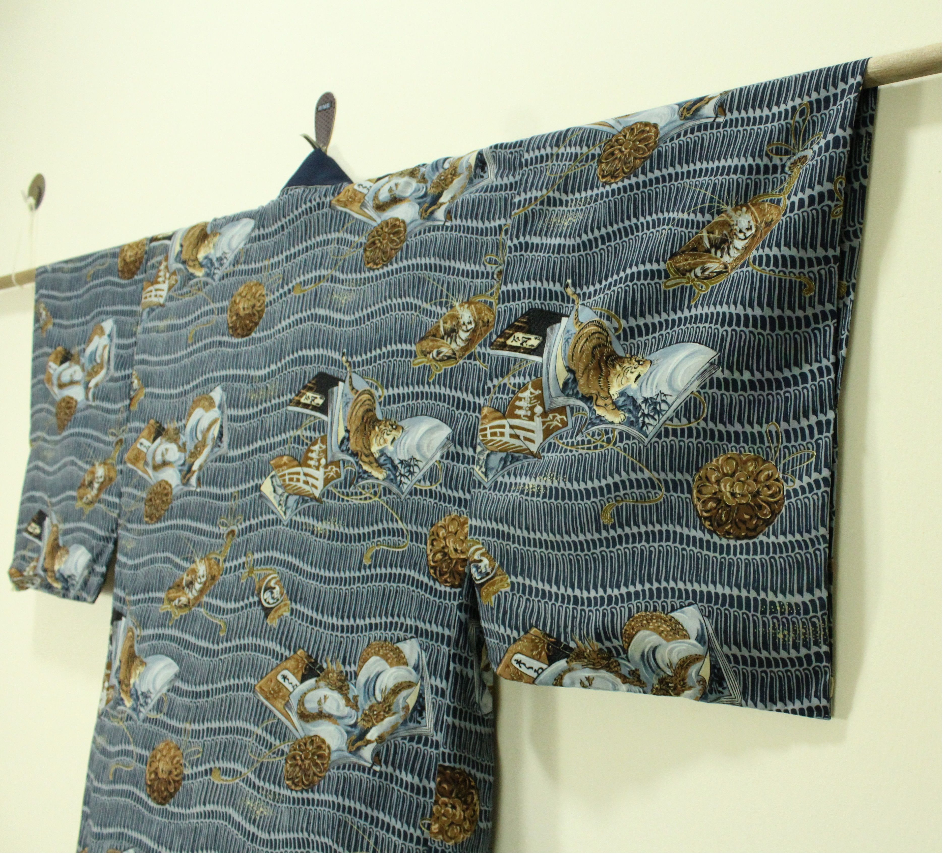 Japanese Brand Vintage KIMONO Japan Long Cardigan Jacket Samurai Tiger Size US L / EU 52-54 / 3 - 1 Thumbnail