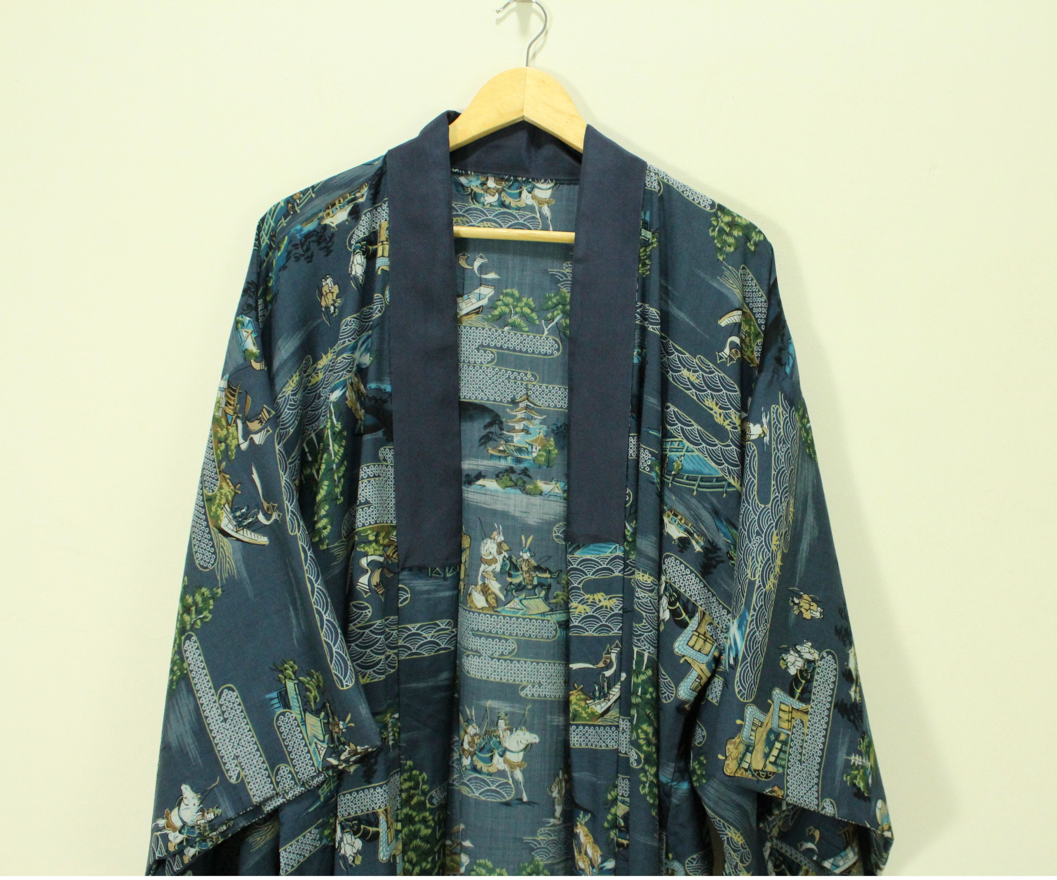 Japanese Brand Vintage KIMONO Japan Long Cardigan Jacket Castle Size US L / EU 52-54 / 3 - 5 Thumbnail