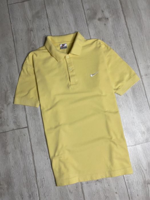 Nike Yellow Polos Nike vintage streetwear swoosh polo tee | Grailed